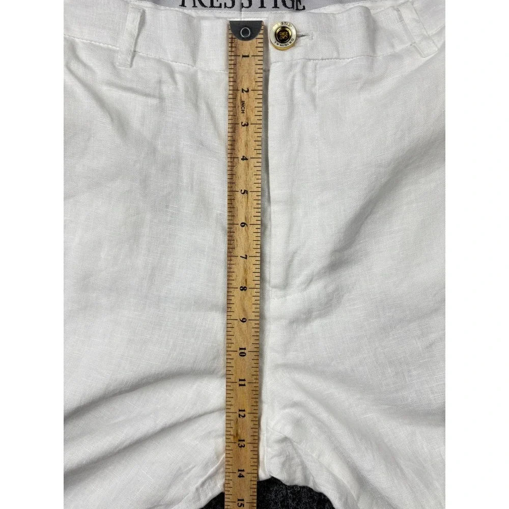 Prestige Original LUX-460 Mens White 100% Linen Straight Leg Dress Pants Size 38